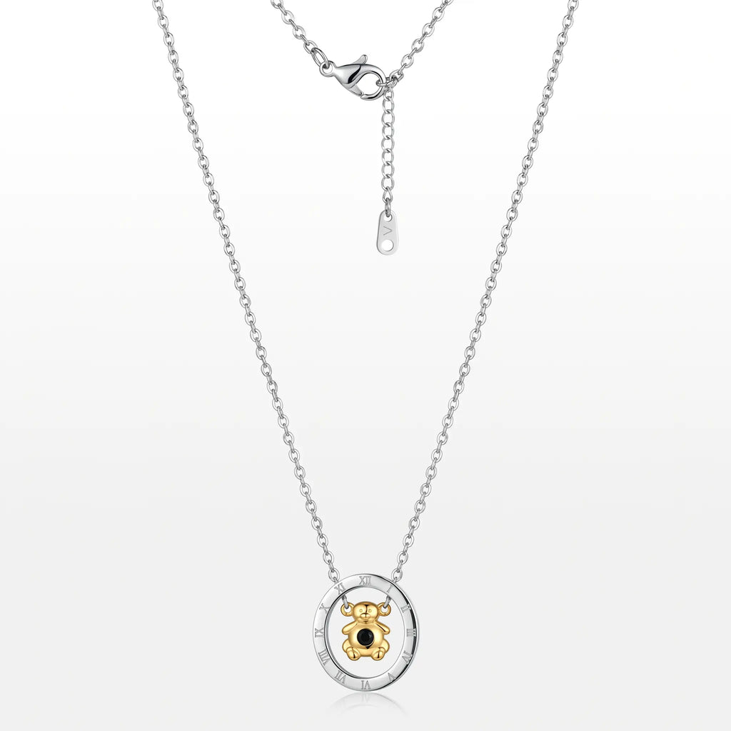 COLAR BASIC CADEADA 1,5MM MEDALHA VAZADA URSO DOURADO ZIRCÔNIA BLACK