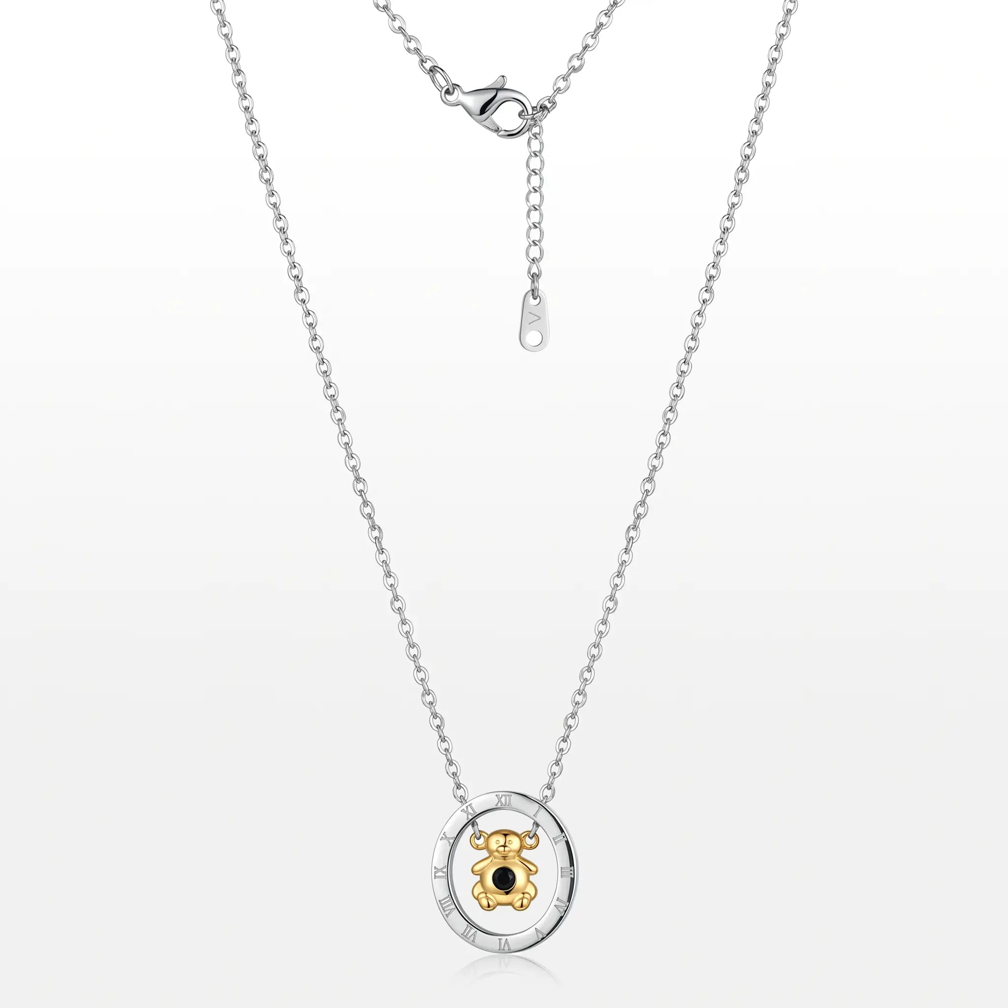 COLAR BASIC CADEADA 1,5MM MEDALHA VAZADA URSO DOURADO ZIRCÔNIA BLACK