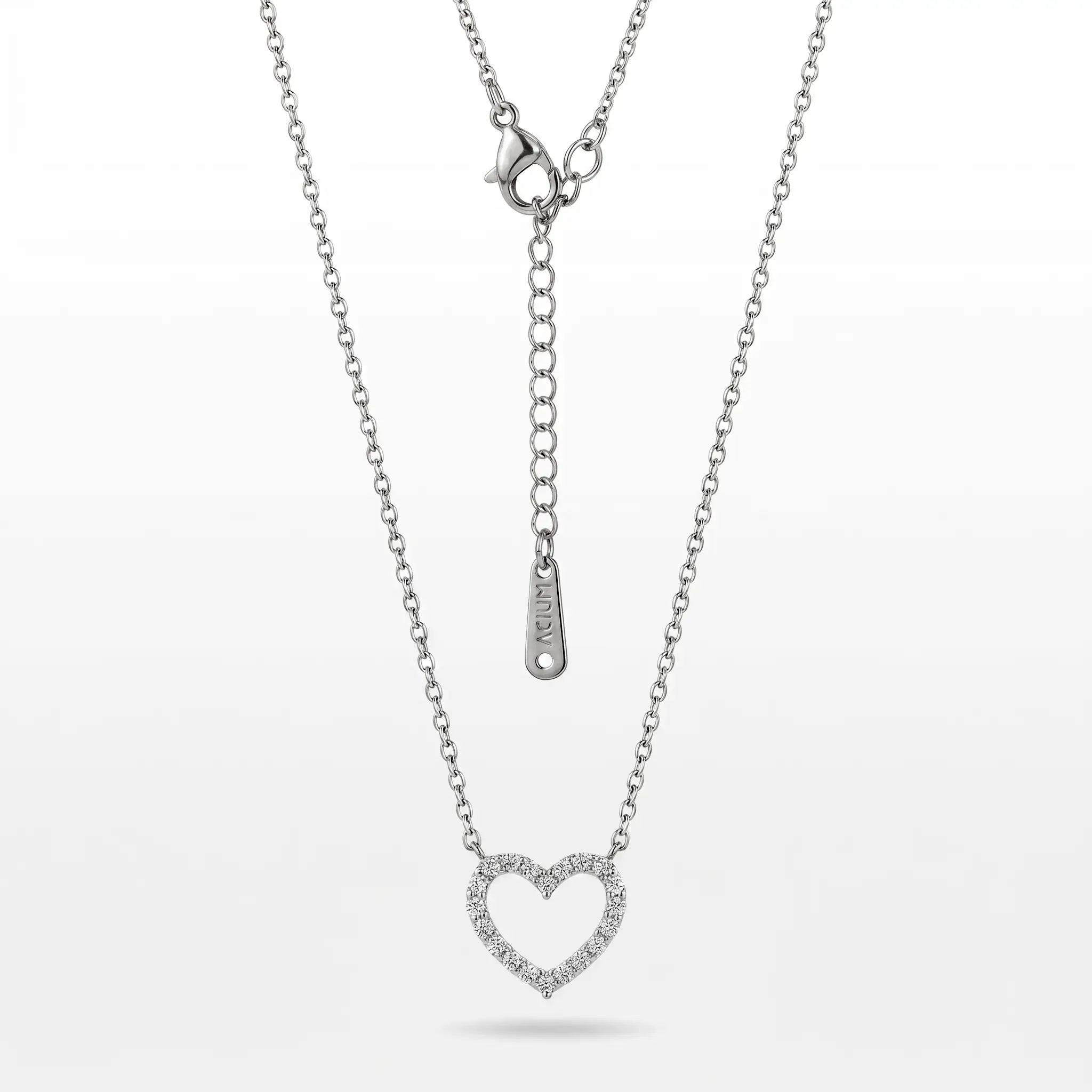 COLAR LOVE CORRENTE CADEADA 2MM CORAÇÃO VAZADO COM ZIRCÔNIAS