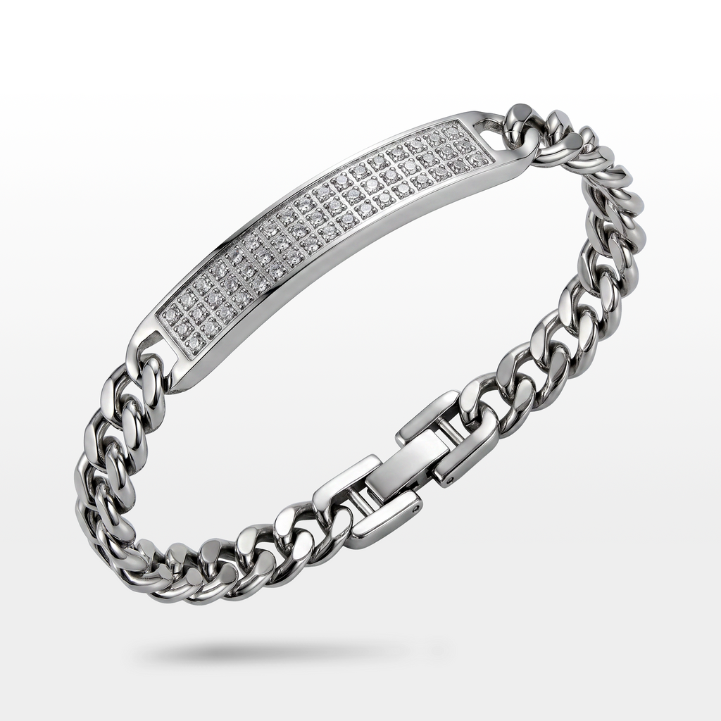 PULSEIRA GRUMET COM PLACA DE ZIRCÔNIAS 6MM