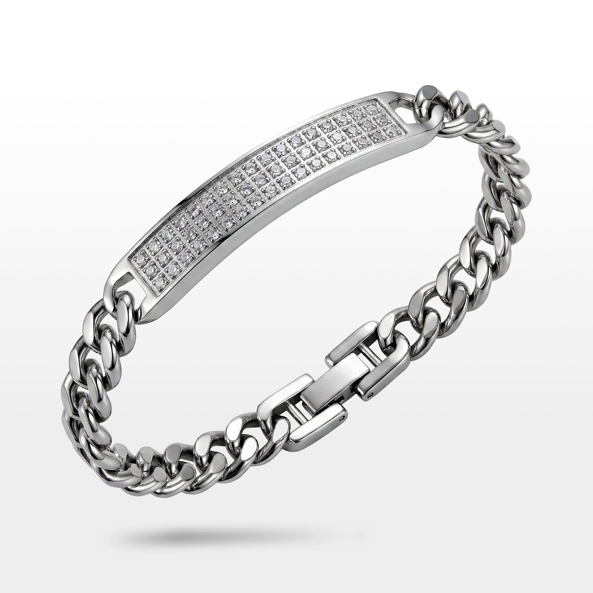 PULSEIRA GRUMET COM PLACA DE ZIRCÔNIAS 6MM