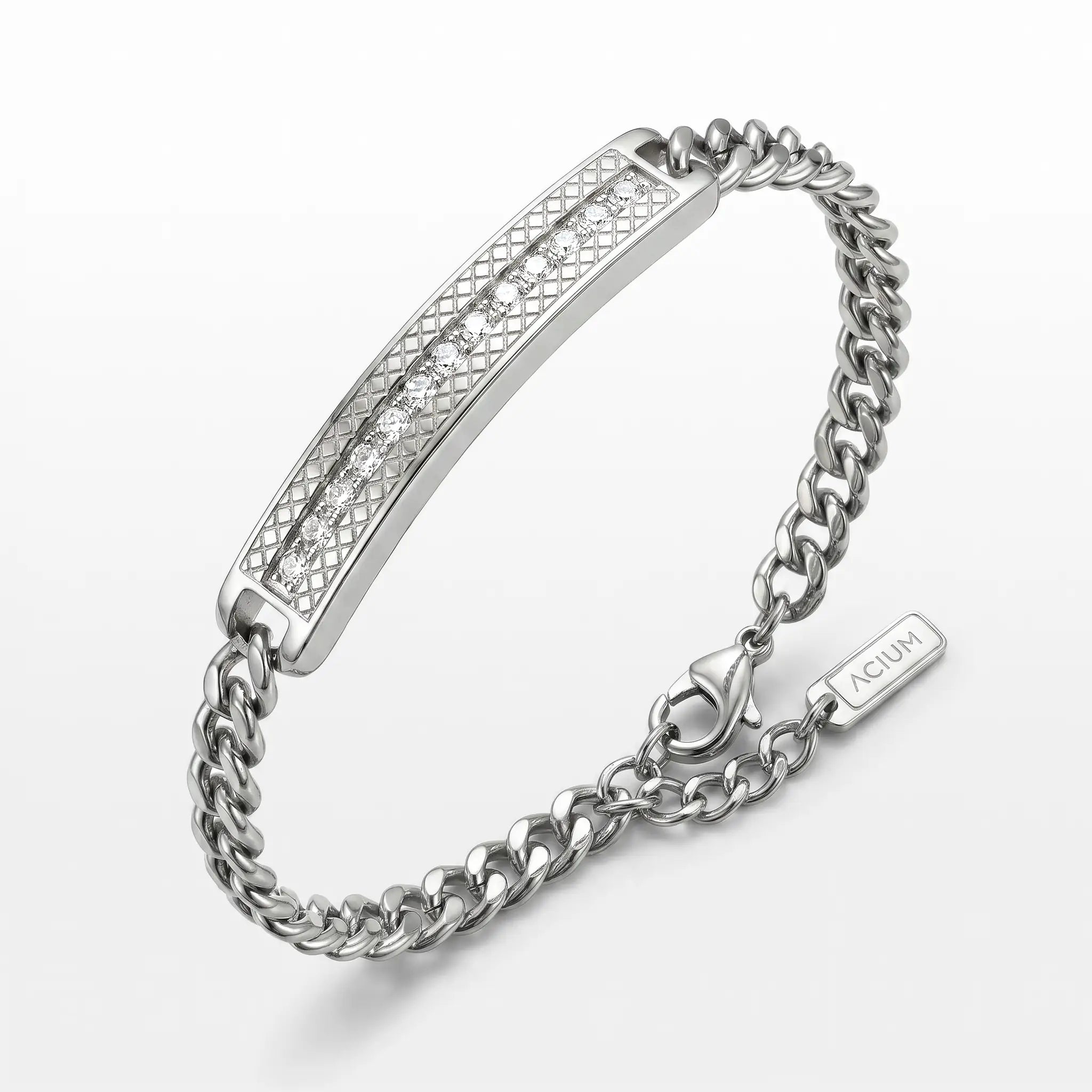 PULSEIRA MAN STYLE CADEADA PLACA COM ZIRCÔNIAS LIMITED EDITION