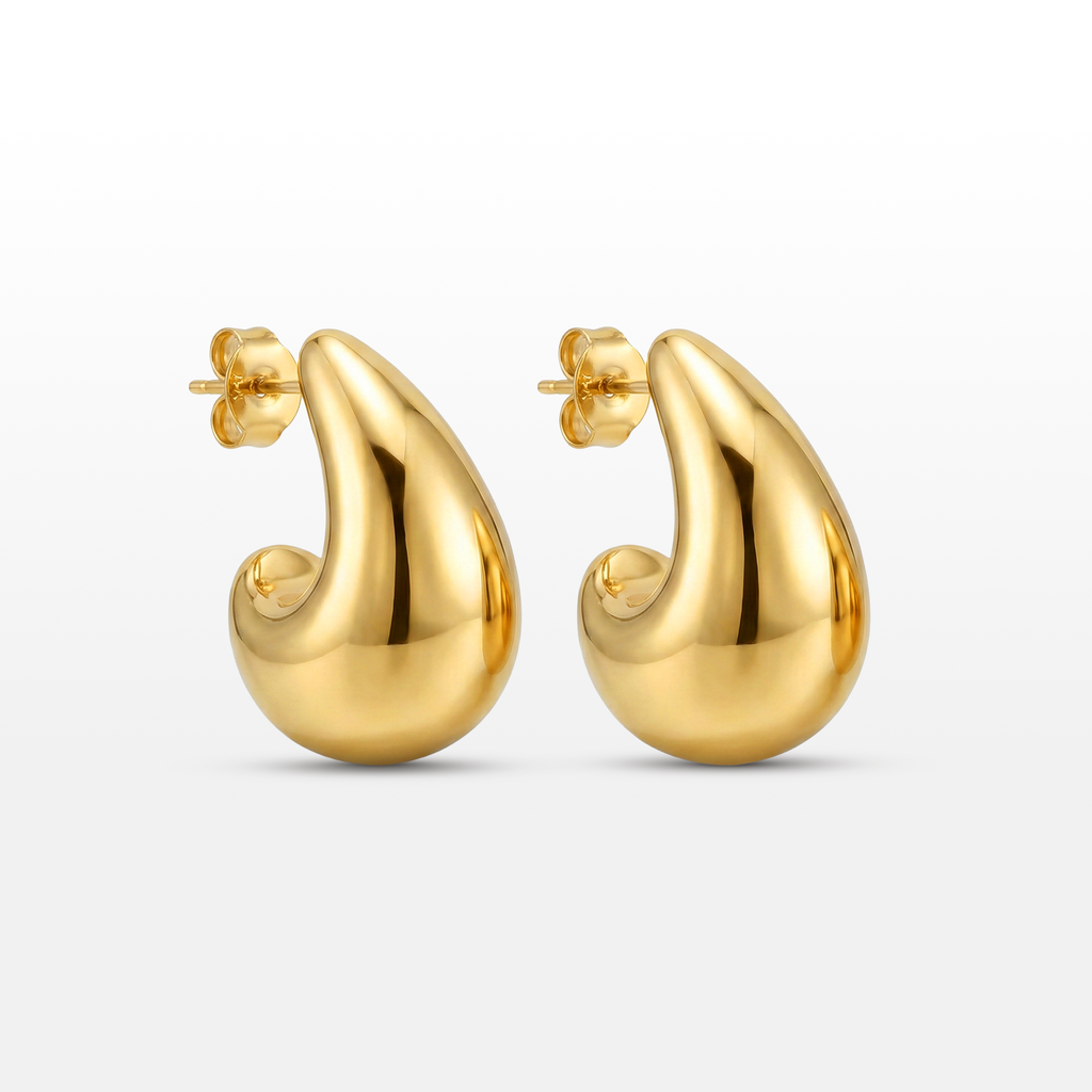 Brinco Casual Gota com Revestimento de Ouro