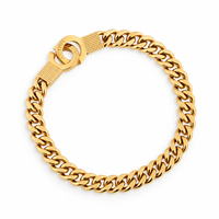 PULSEIRA EM AÇO COM BANHO DE OURO ELO GRUMET FECHO ALGEMA