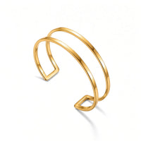 BRACELETE EM AÇO COM BANHO DE OURO PRIME FIO DUPLO LISO