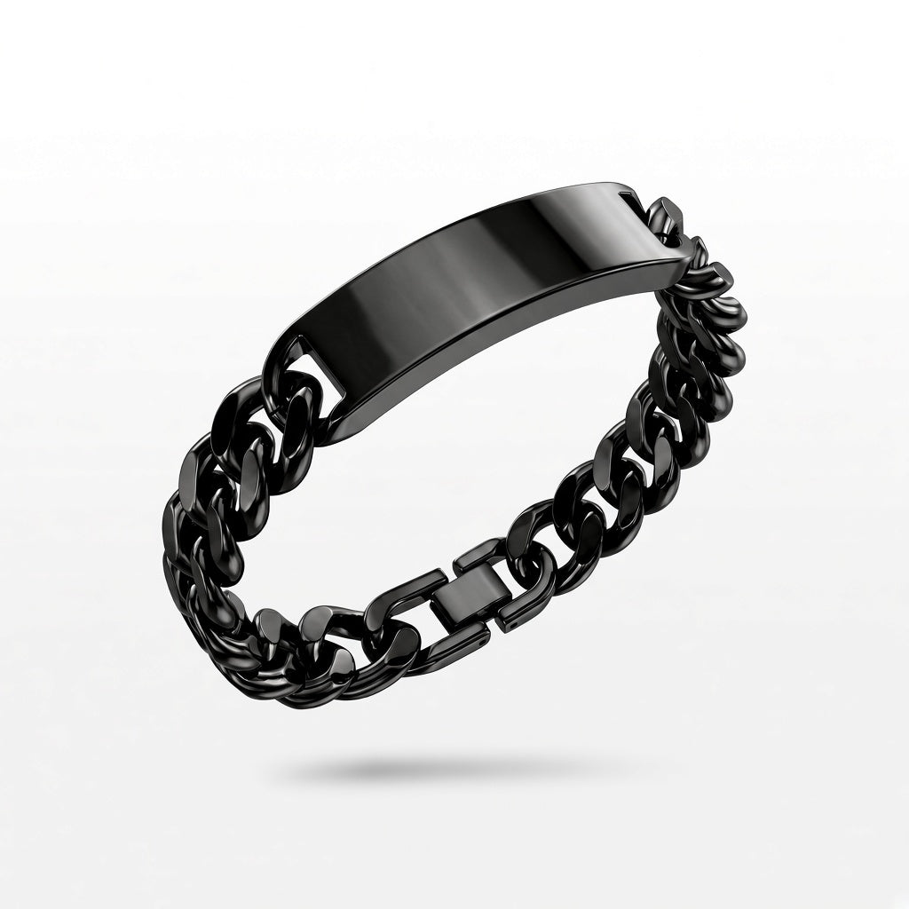 PULSEIRA EM AÇO CORRENTE GRUMET COM PLACA PERSONALIZÁVEL 13MM