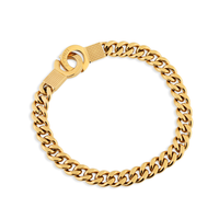 PULSEIRA EM AÇO COM BANHO DE OURO ELO GRUMET FECHO ALGEMA