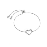 PULSEIRA EM AÇO BRACCIALINI PENDENTE CORAÇÃO COM MICROS ZIRCÔNIAS 18CM