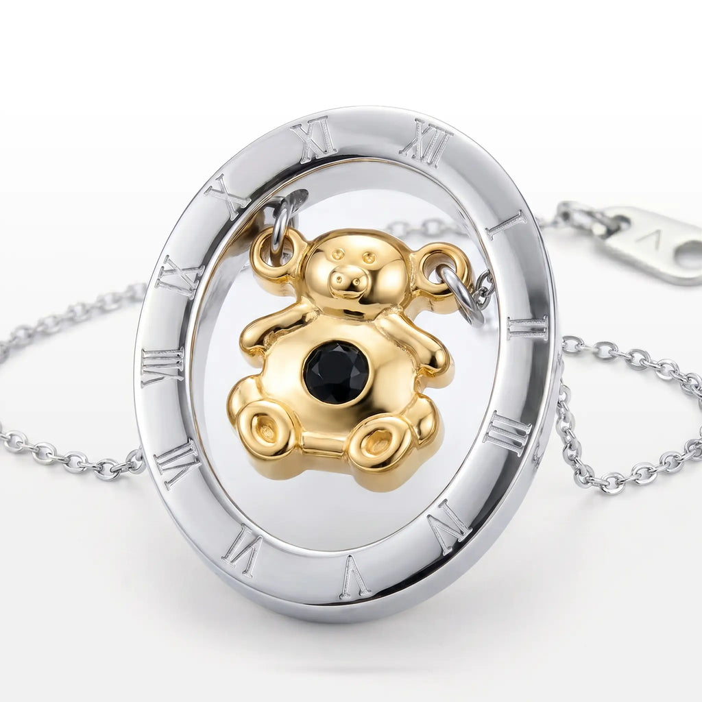 COLAR BASIC CADEADA 1,5MM MEDALHA VAZADA URSO DOURADO ZIRCÔNIA BLACK