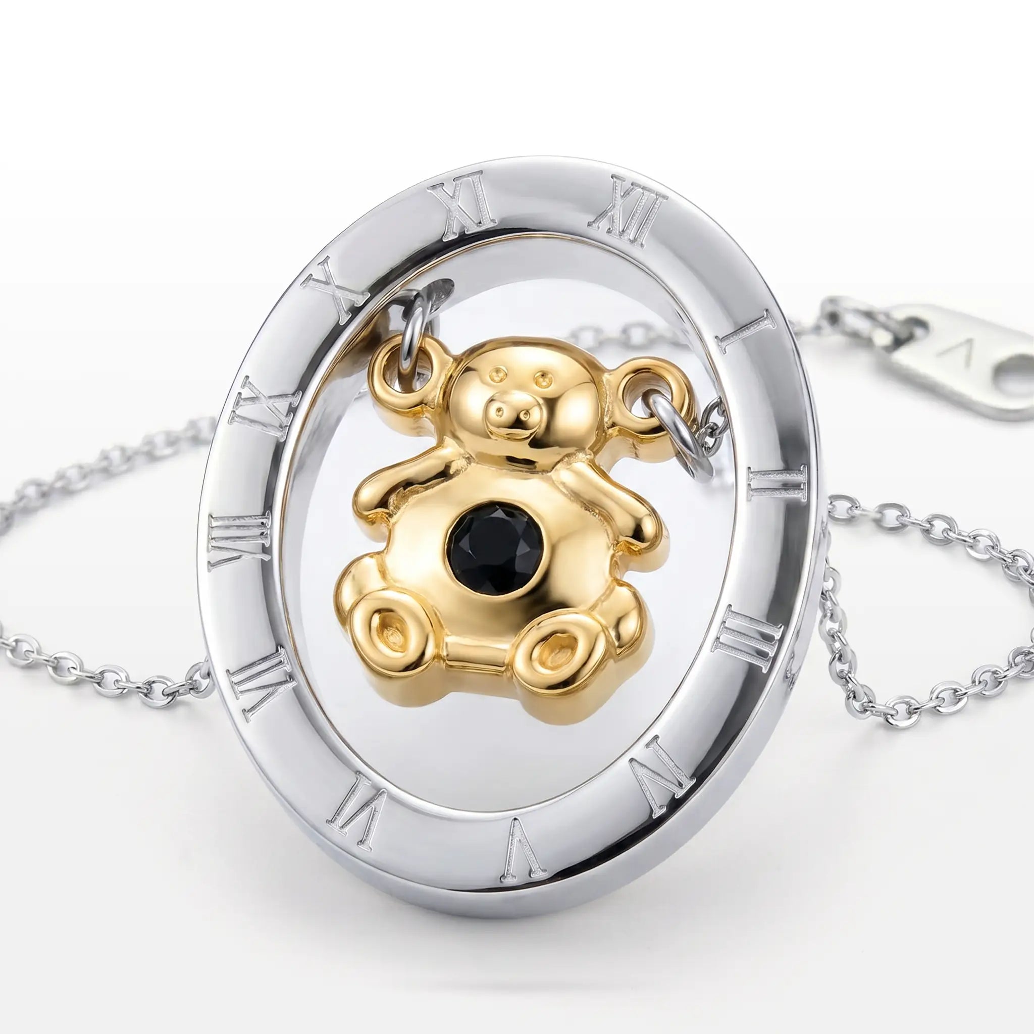 COLAR BASIC CADEADA 1,5MM MEDALHA VAZADA URSO DOURADO ZIRCÔNIA BLACK