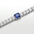 PULSEIRA RIVIERA AÇO COM ZIRCÔNIAS BRANCA E UMA AZUL