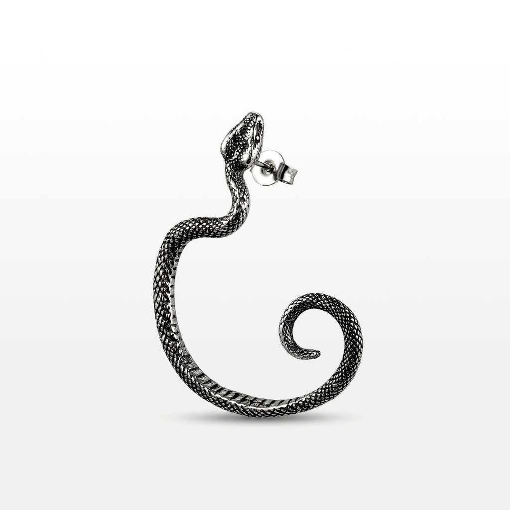BRINCO DARK EAR CUFF UNITÁRIO SERPENTE AÇO COM DETALHE BLACK