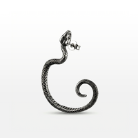 BRINCO DARK EAR CUFF UNITÁRIO SERPENTE AÇO COM DETALHE BLACK