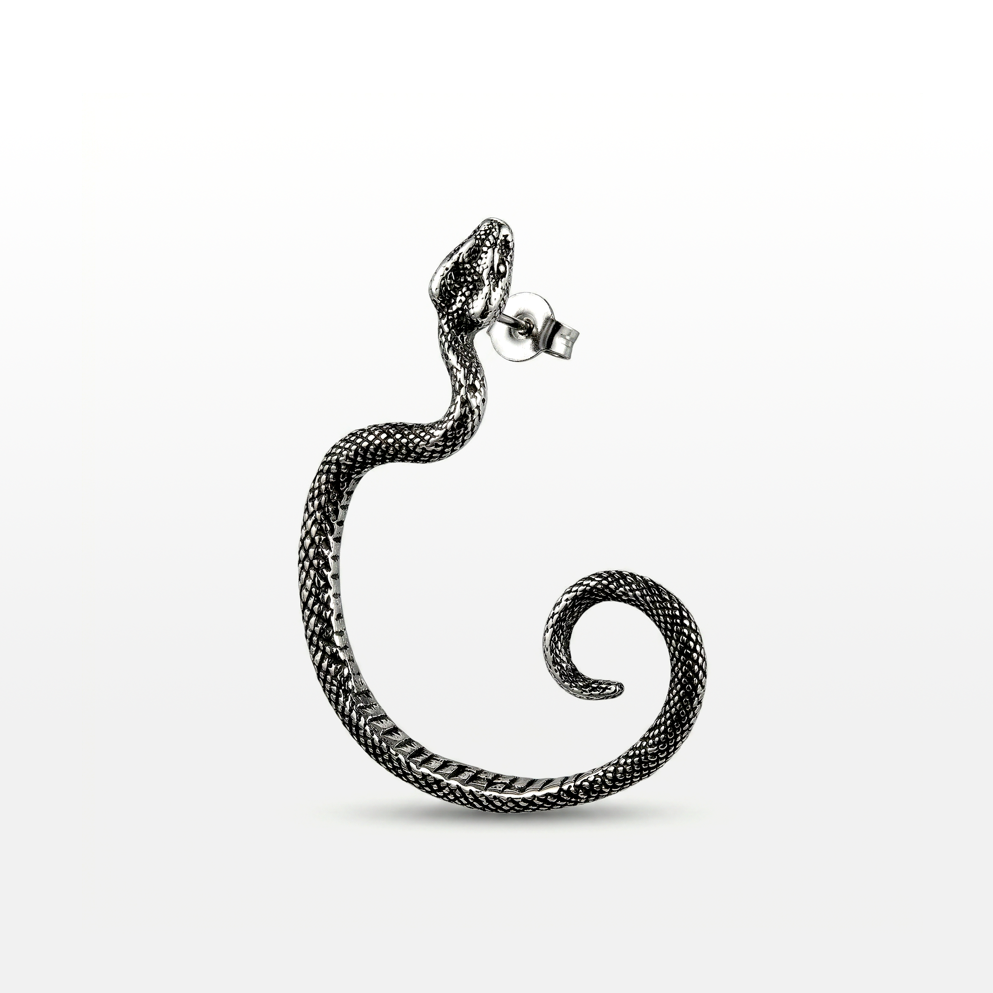 BRINCO DARK EAR CUFF UNITÁRIO SERPENTE AÇO COM DETALHE BLACK