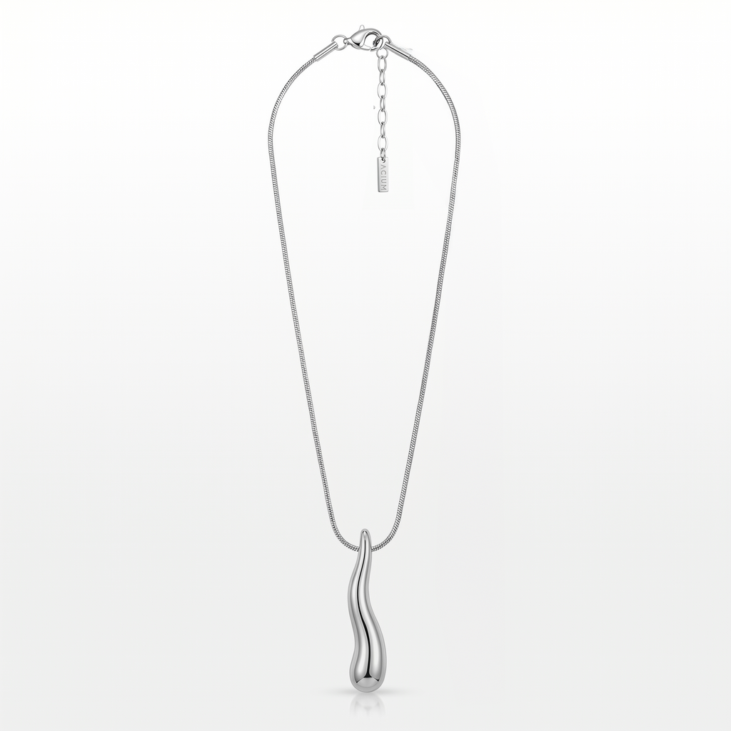 COLAR MINIMALIST CORRENTE 45CM RABO DE RATO 1MM PINGENTE GOTA ORGANICA