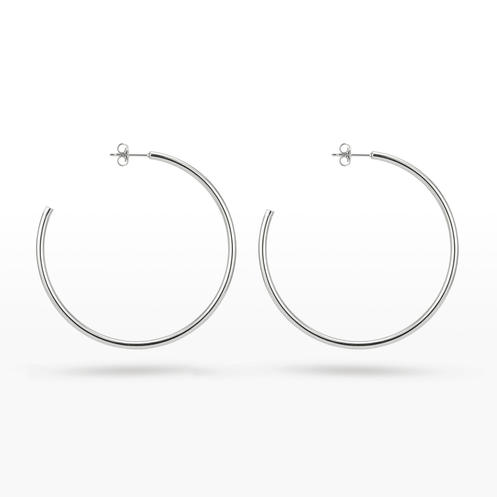 BRINCO ARGOLA OVAL EM AÇO POLIDO