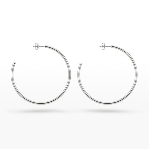 BRINCO ARGOLA OVAL EM AÇO POLIDO