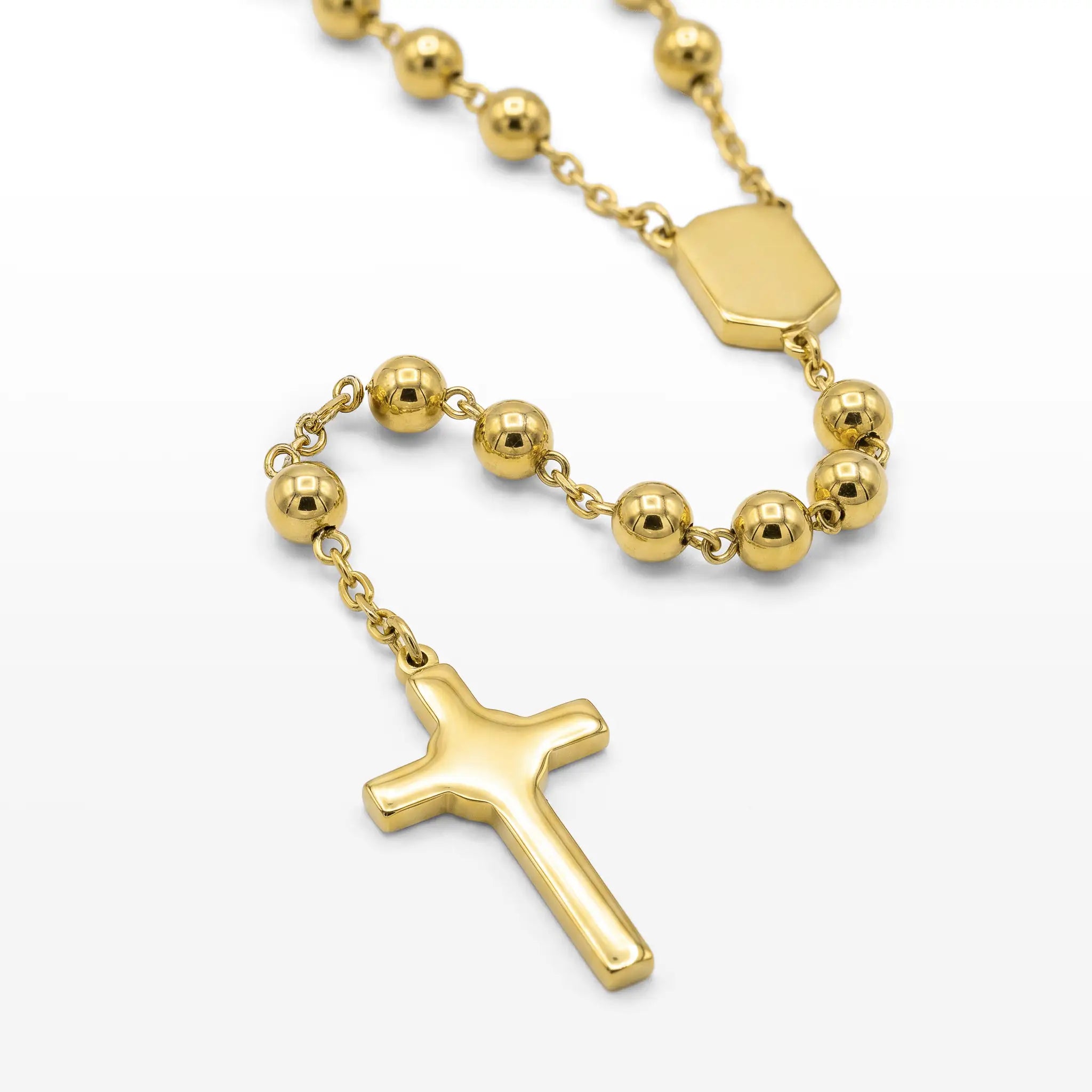 TERÇO FAITH BOLINHA PLACA PERSONALIZÁVEL E CRUZ