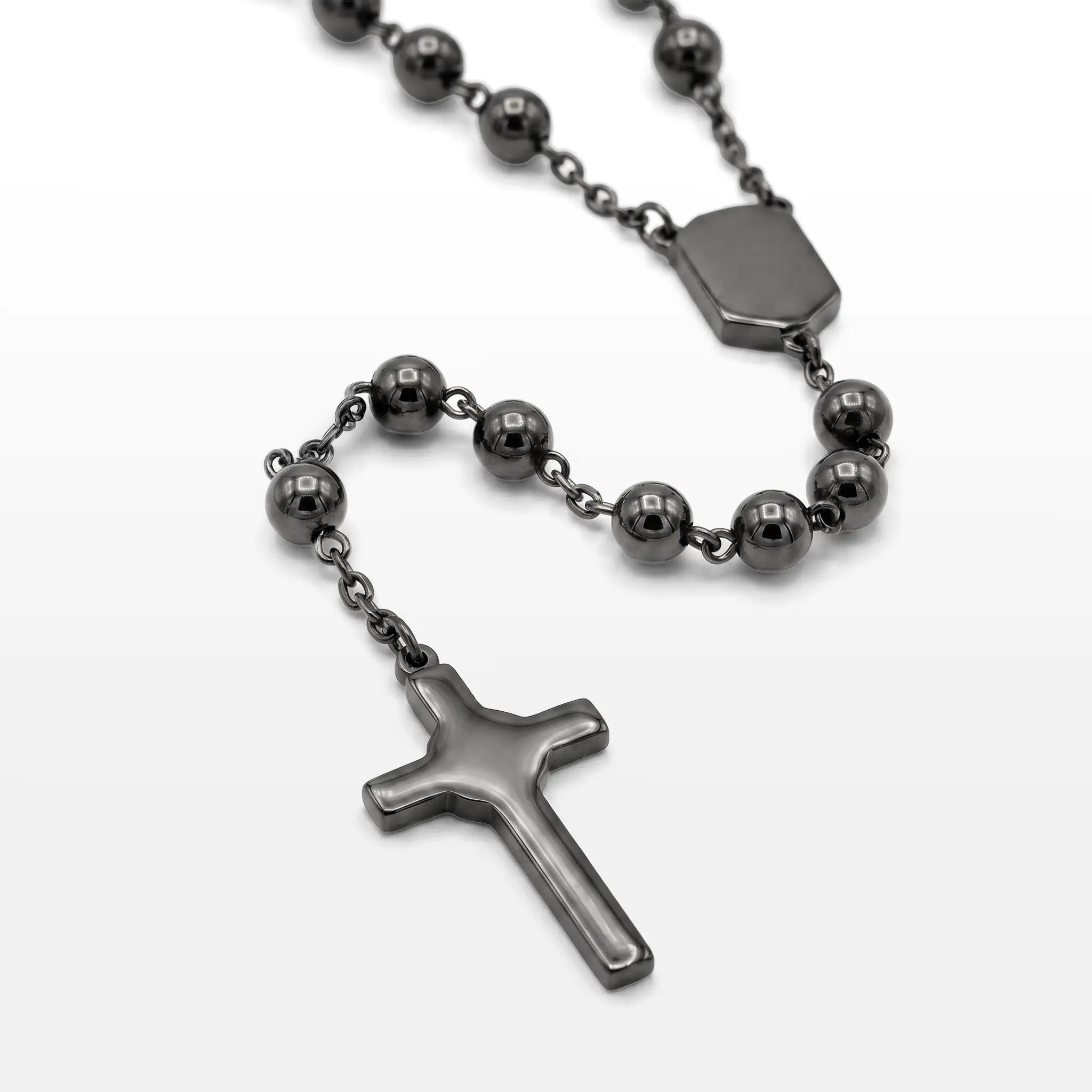 TERÇO FAITH BOLINHA PLACA PERSONALIZÁVEL E CRUZ