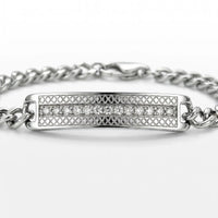 PULSEIRA MAN STYLE CADEADA PLACA COM ZIRCÔNIAS LIMITED EDITION