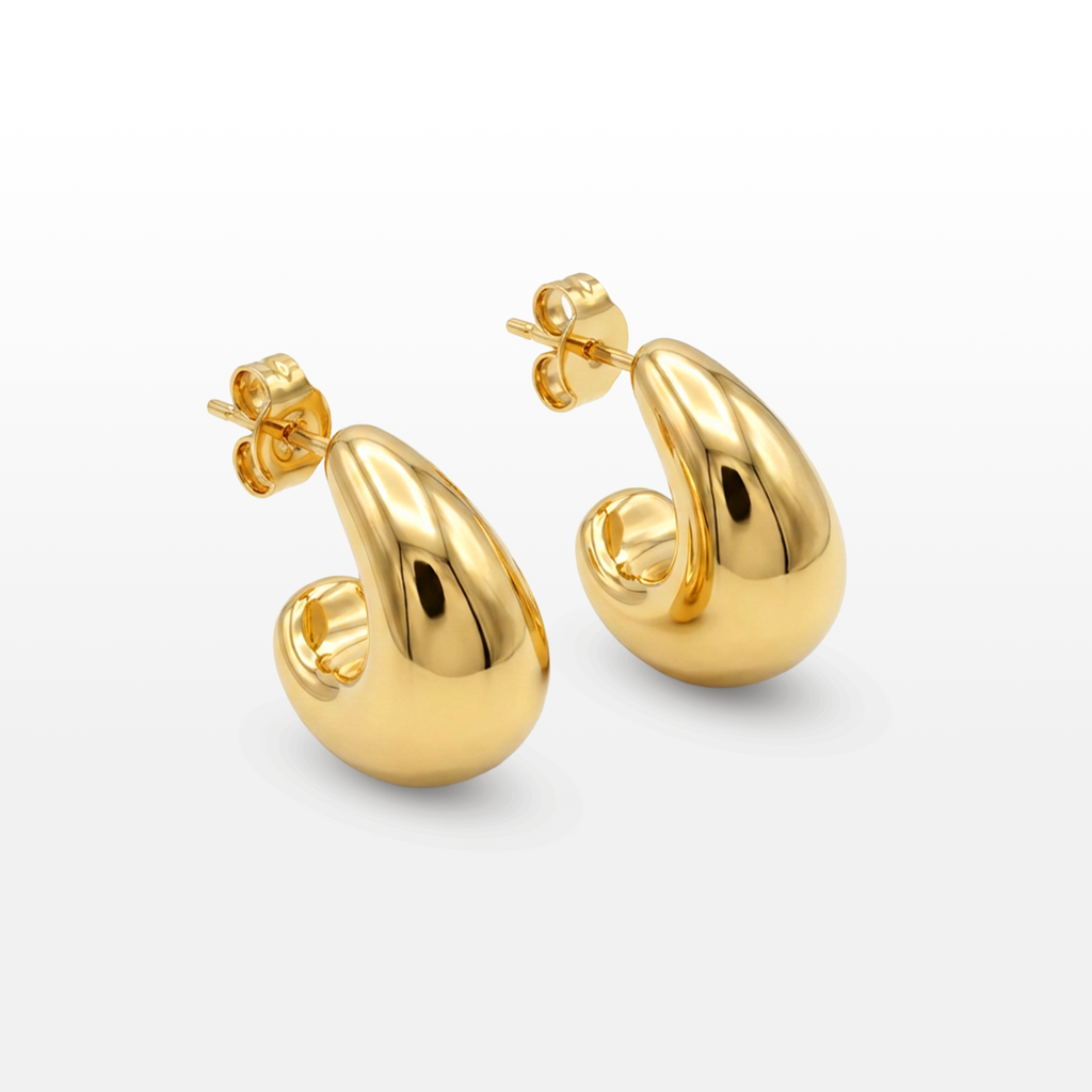 Brinco Casual Gota com Revestimento de Ouro