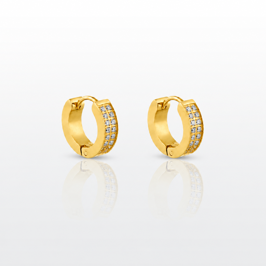BRINCO EM AÇO COM BANHO DE OURO BASIC ARGOLINHA COM ZIRCÔNIAS