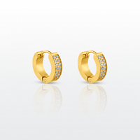 BRINCO EM AÇO COM BANHO DE OURO BASIC ARGOLINHA COM ZIRCÔNIAS