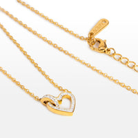 COLAR GLOW CORRENTE CADEADA 1,5MM PENDENTE CORAÇÃO VAZADO COM CRISTAIS