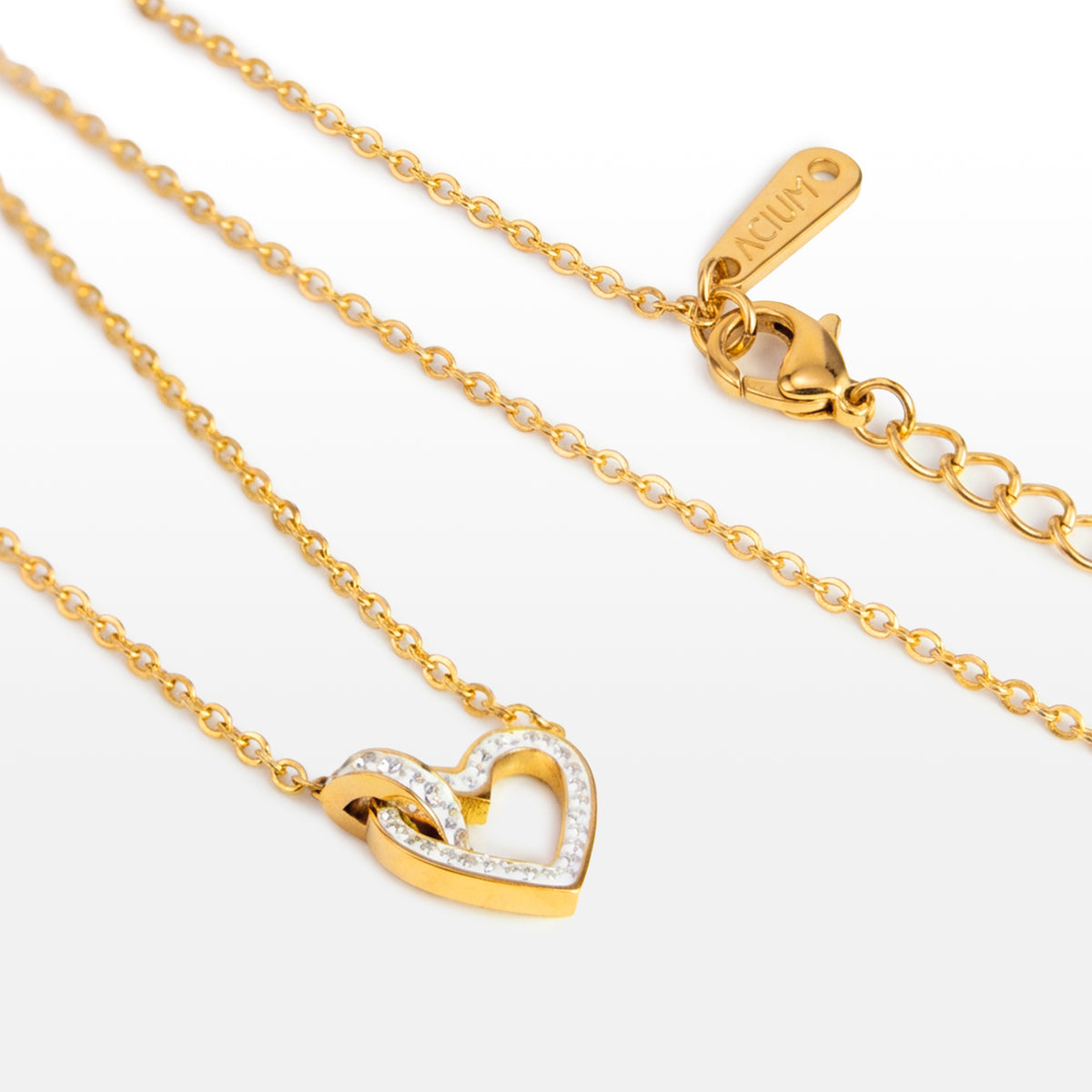 COLAR GLOW CORRENTE CADEADA 1,5MM PENDENTE CORAÇÃO VAZADO COM CRISTAIS
