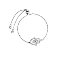 PULSEIRA EM AÇO BRACCIALINI PENDENTE OLHO GREGO COM MICROS ZIRCÔNIAS 18CM