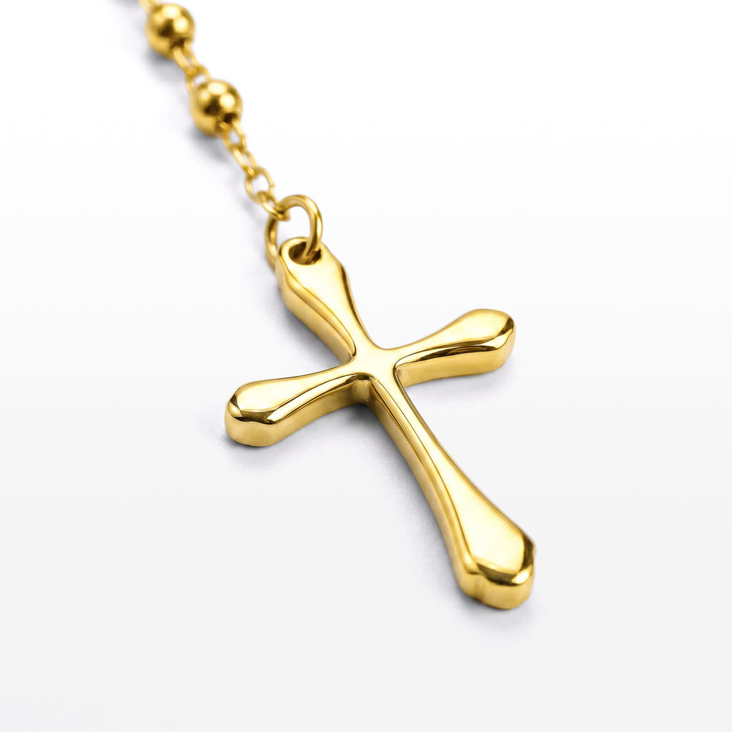 TERÇO FAITH BOLINHA PINGENTE "NOSSA SENHORA E CRUZ"