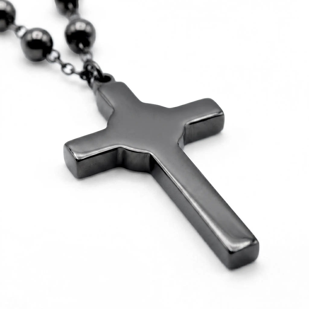TERÇO FAITH BOLINHA PLACA PERSONALIZÁVEL E CRUZ