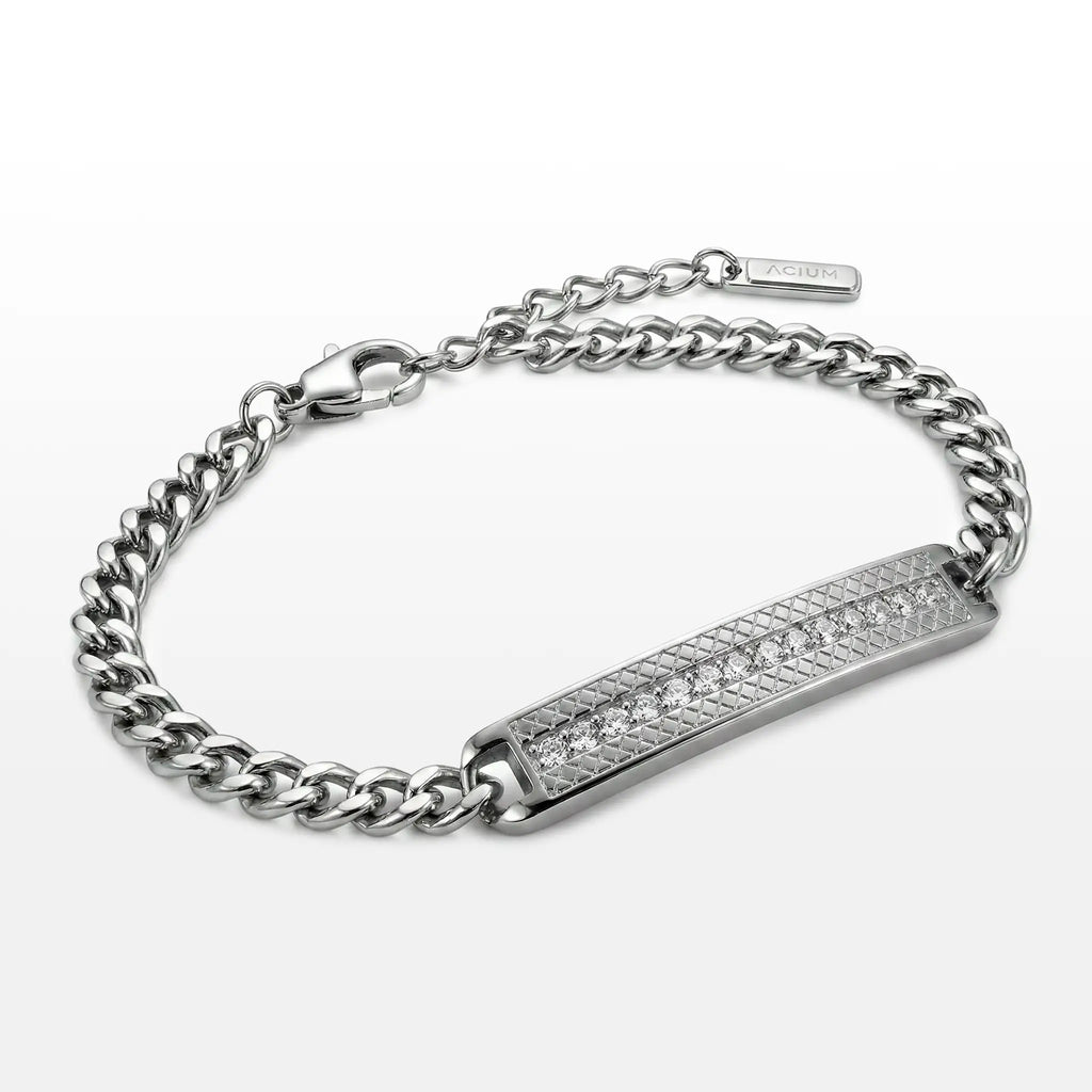 PULSEIRA MAN STYLE CADEADA PLACA COM ZIRCÔNIAS LIMITED EDITION