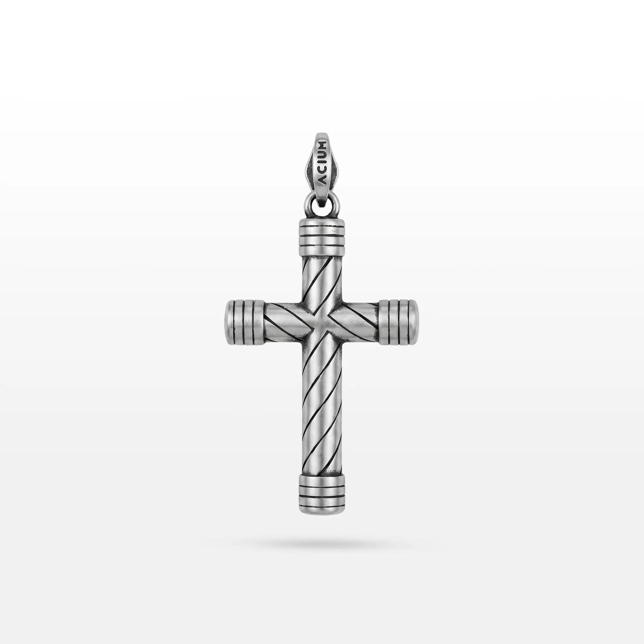 PINGENTE DARK CRUZ HASTE ESPIRAL TEXTURIZADA