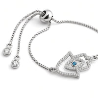 PULSEIRA EM AÇO BRACCIALINI PENDENTE OLHO GREGO COM MICROS ZIRCÔNIAS 18CM