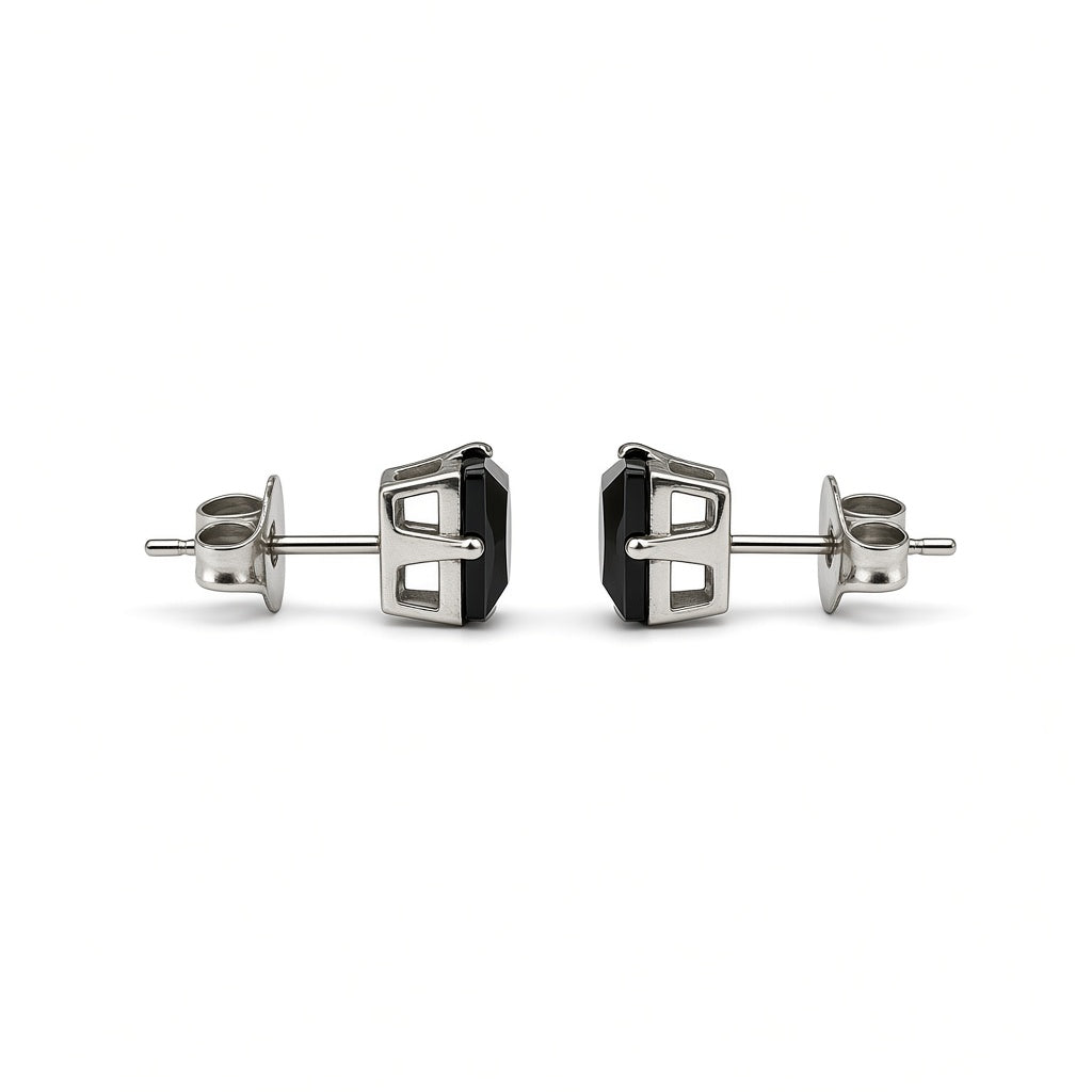 BRINCO QUADRADO ZIRCÔNIA PRETA 4MM