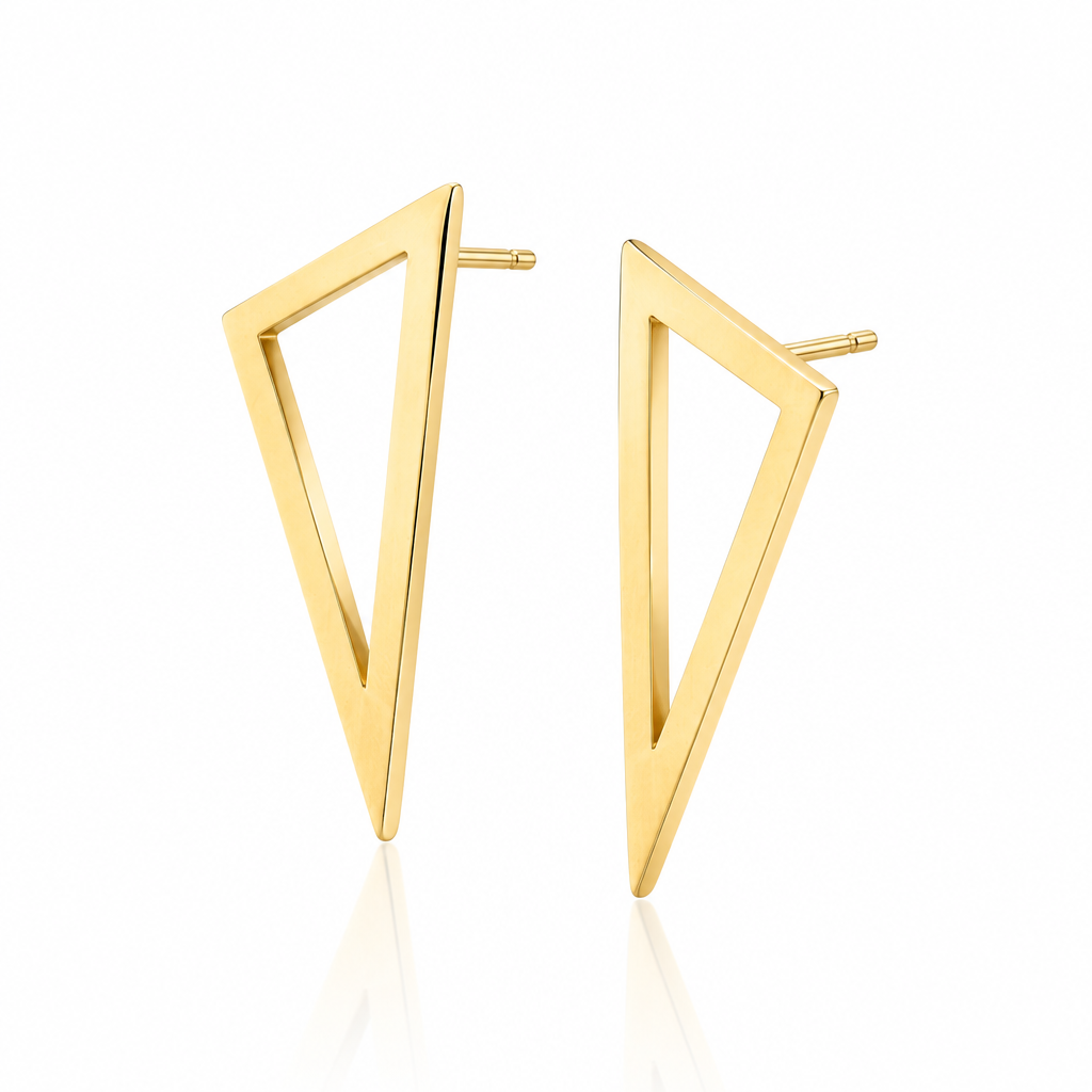 BRINCO EM AÇO COM BANHO DE OURO GEOMETRIC DESIGN TRIANGULAR