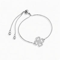 PULSEIRA EM AÇO BRACCIALINI PENDENTE TREVO COM MICROS ZIRCÔNIAS 18CM