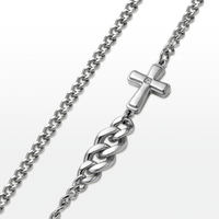 COLAR FAITH -AÇO- CORRENTE GRUMET 60CM PINGENTE "PAI ETERNO" E CRUZ FECHO LAGOSTA PREMIUM (Cópia)