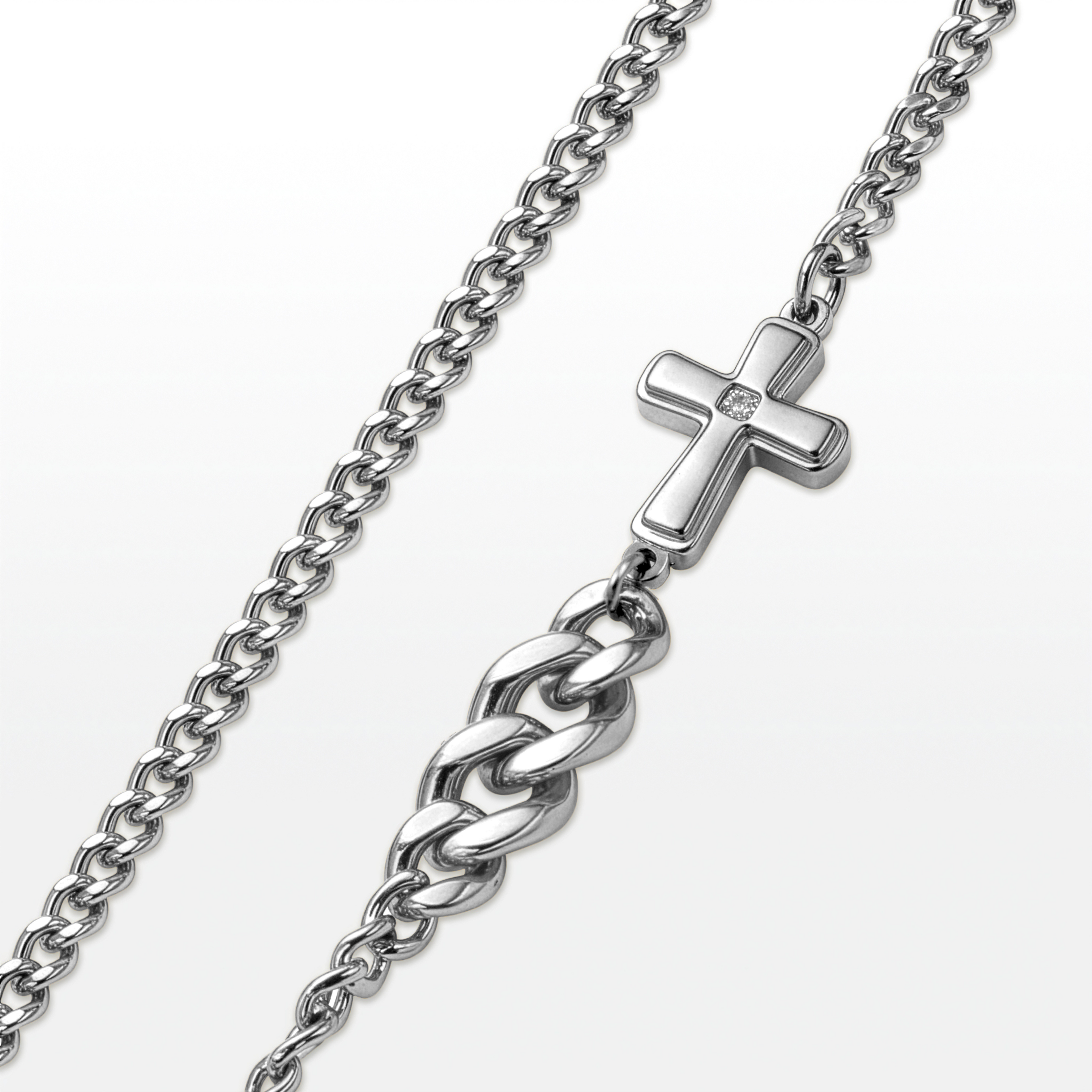 COLAR FAITH -AÇO- CORRENTE GRUMET 60CM PINGENTE "PAI ETERNO" E CRUZ FECHO LAGOSTA PREMIUM (Cópia)