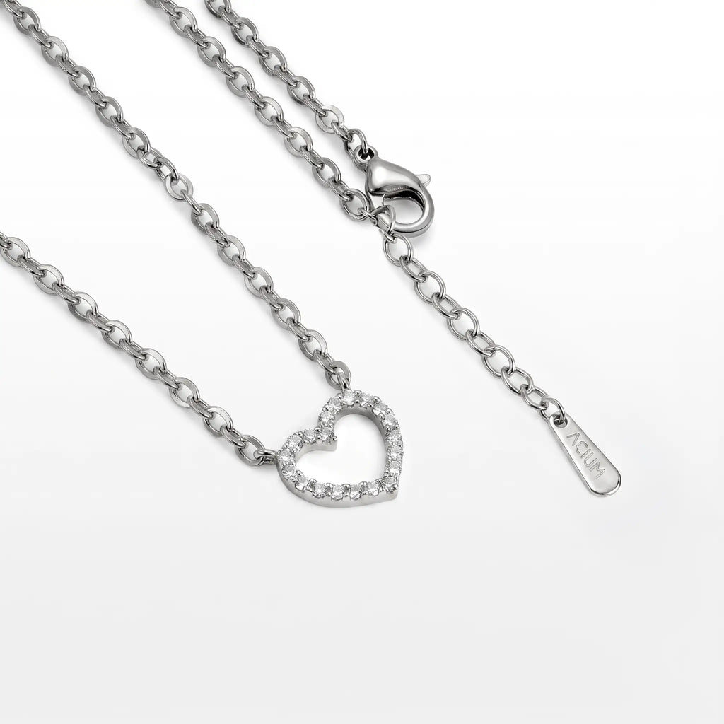 COLAR LOVE CORRENTE CADEADA 2MM CORAÇÃO VAZADO COM ZIRCÔNIAS