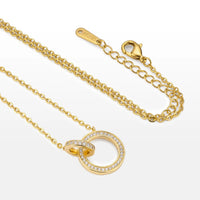 COLAR GLOW CORRENTE CADEADA 1,5MM PENDENTE REDONDO VAZADO COM CRISTAIS