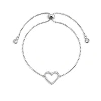 PULSEIRA EM AÇO BRACCIALINI PENDENTE CORAÇÃO COM MICROS ZIRCÔNIAS 18CM