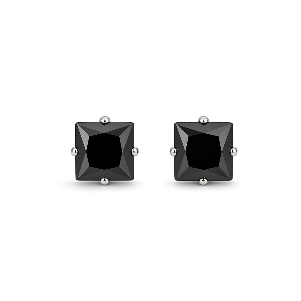 BRINCO QUADRADO ZIRCÔNIA PRETA 4MM