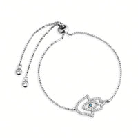 PULSEIRA EM AÇO BRACCIALINI PENDENTE OLHO GREGO COM MICROS ZIRCÔNIAS 18CM