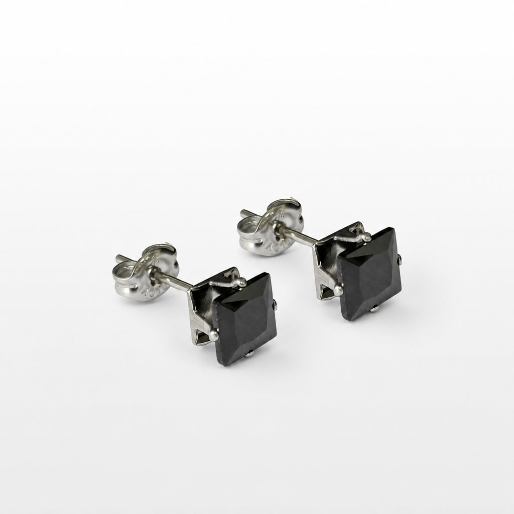 BRINCO QUADRADO ZIRCÔNIA PRETA 4MM
