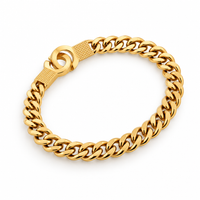 PULSEIRA EM AÇO COM BANHO DE OURO ELO GRUMET FECHO ALGEMA