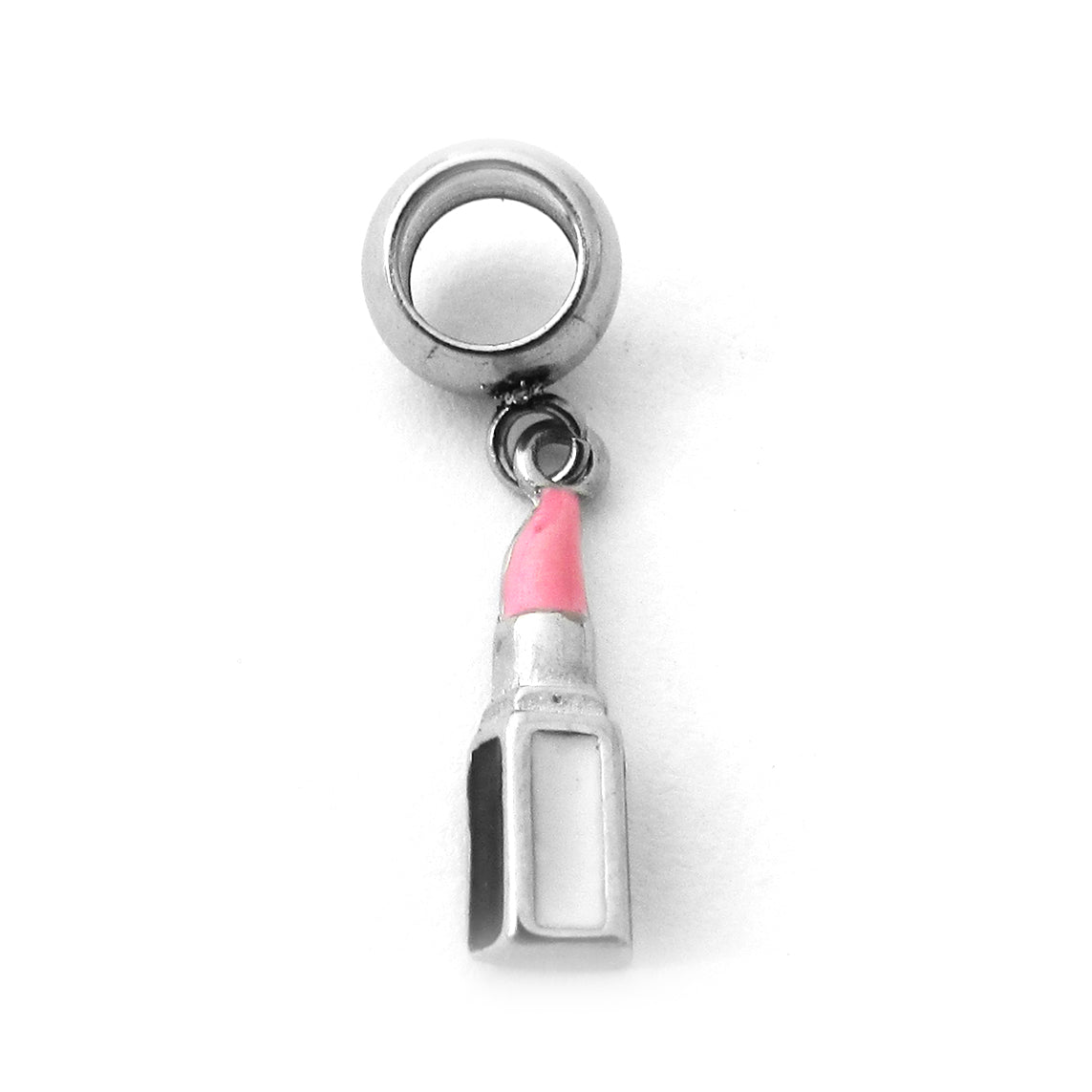 Berloque de Aço Batom Rosa - Charms