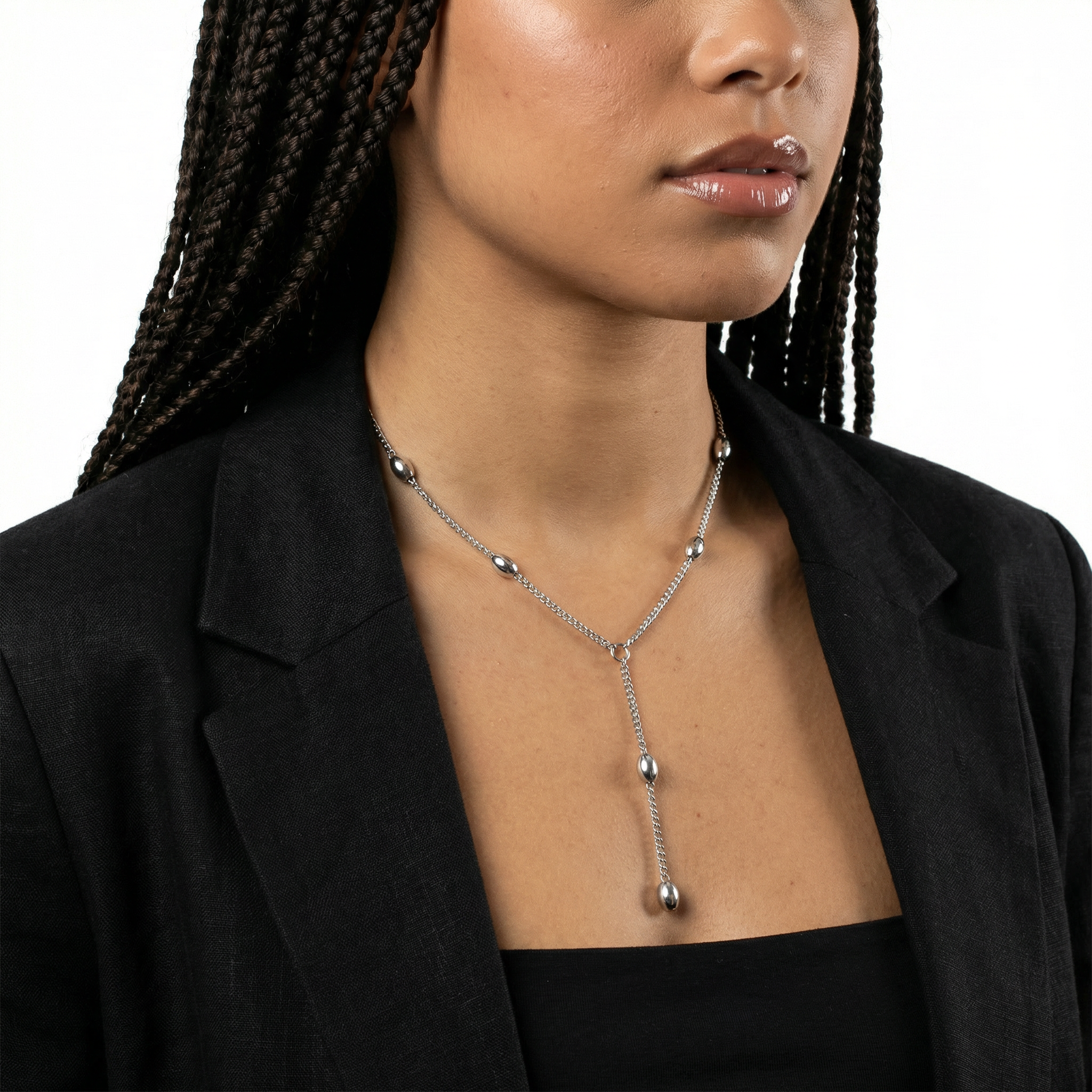 Colar Gravata Acium Com Beads Polidas