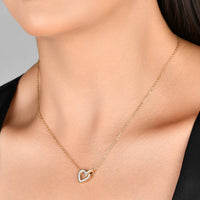 COLAR GLOW CORRENTE CADEADA 1,5MM PENDENTE CORAÇÃO VAZADO COM CRISTAIS